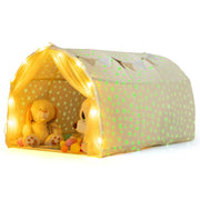 Tenda da gioco interna per letto a castello singolo con stelle luminose al buio, Tenda letto per bambini Beige