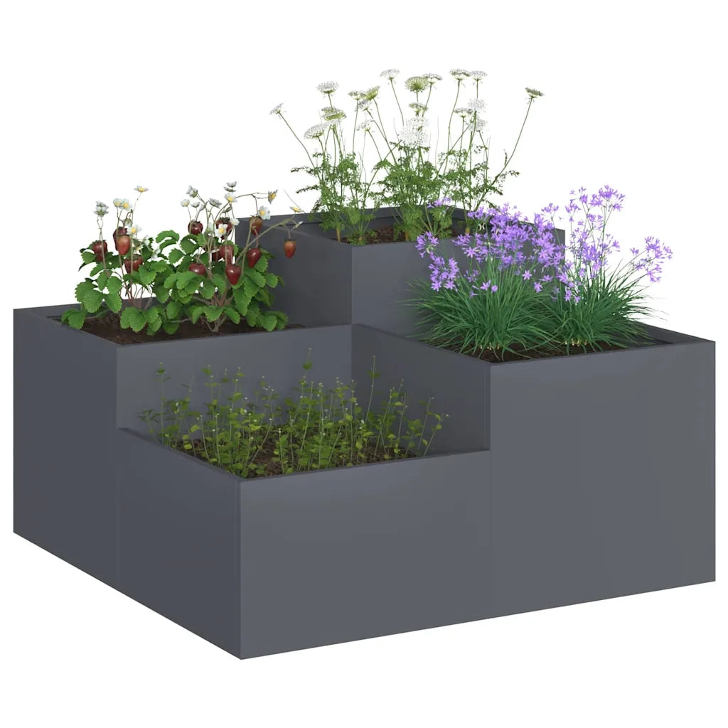 Vaso da giardino Antracite 100 x 100 x 48 cm Acciaio 865850