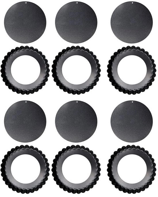 Set di 6 forme per torta con fondo rimovibile - acciaio inossidabile - trattamento antiaderente - forme per torte mini - diametro esterno 8 cm - forma per forno