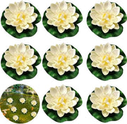 Decorazione artificiale con lelie - Set da 8 pezzi - Fior di loto - Fiori galleggianti - Decorazione per laghetto - Decorazione per interni acquario - Scena di fiume - 10 cm