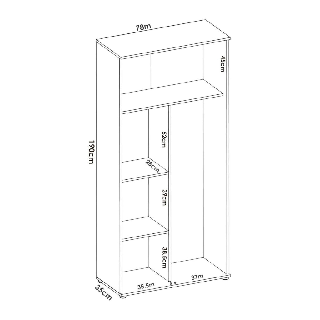Armadio multiuso Arna, Mobile multifunzione portascope, Guardaroba a 2 ante, 78x35h190 cm, Rovere
