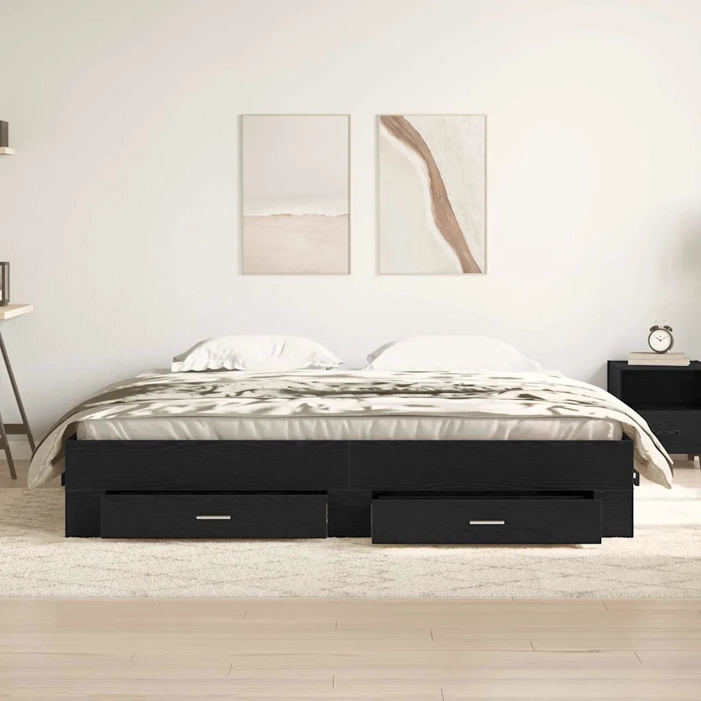 Struttura del letto Rovere Nero 180 x 200 cm Legno multistrato 3333962