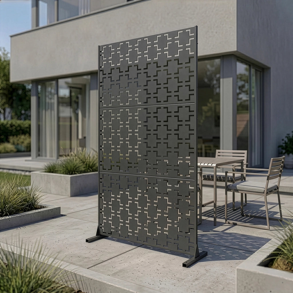 Pannello Divisorio Basciano Struttura Traforata in Acciaio 180 x 90 cm - Grigio Antracite casa.pro
