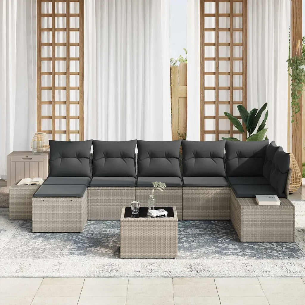 Set Divano da Giardino 8 pcs Grigio chiaro polyrattan 3347162