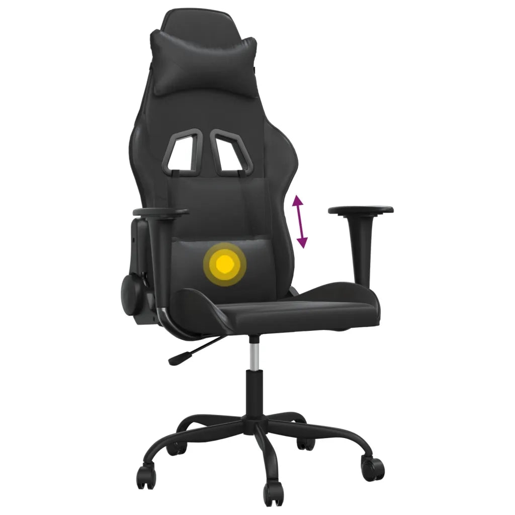 Sedia da Gaming | Sedia da e-sports Massaggiante Nera in Similpelle