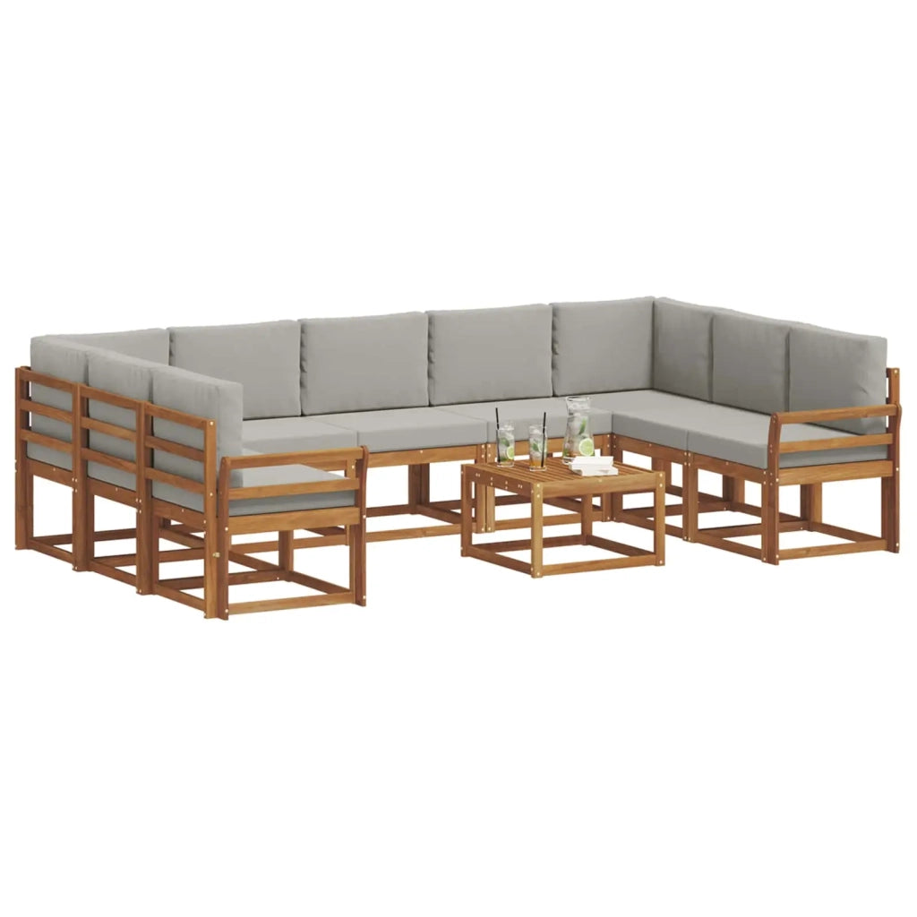 Set di divani da esterno 10 pcs Grigio Naturale e Chiaro 3367019