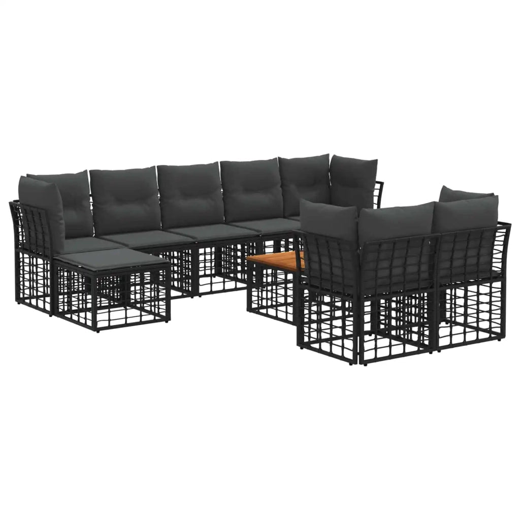Set di divani da esterno 10 pcs Nero e Grigio scuro Poliestere 3437567