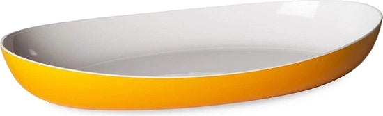 Servizio da tavola in plastica dura a due toni, 38x23x6cm, resistente alla lavatrice, ideale per piatti caldi o freddi, colore giallo