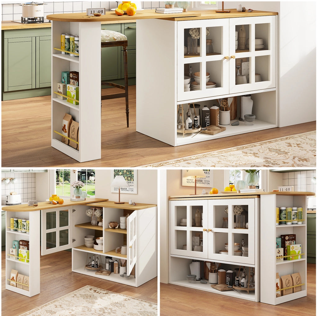 Mobile bar girevole e allungabile 138-204 cm bianco