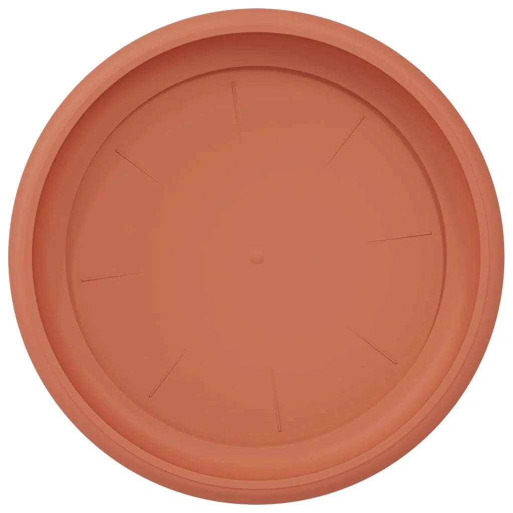 Set di 6 vassoi rotondi moderni per fiori 23,5 x 23,5 x 2,5 cm in plastica rosso mattone 02_0059339