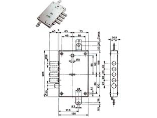 SERRATURA TRIPLICE APPLICARE CON SCROCCO DM BLINDATE 52571/28  mm.63 DX (52571ROMD 36)    MOTTURA