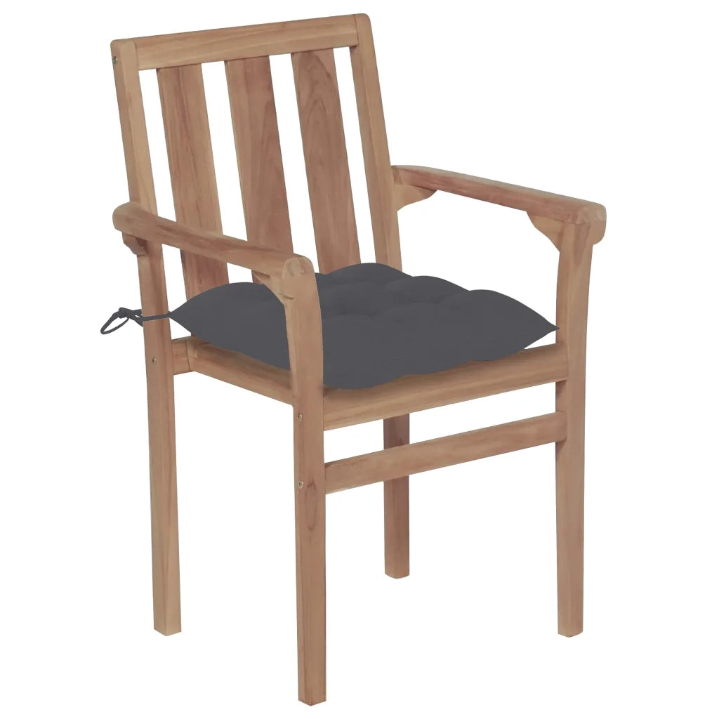 Sedie da Giardino 2 pz con Cuscini Antracite Massello di Teak cod mxl 6836
