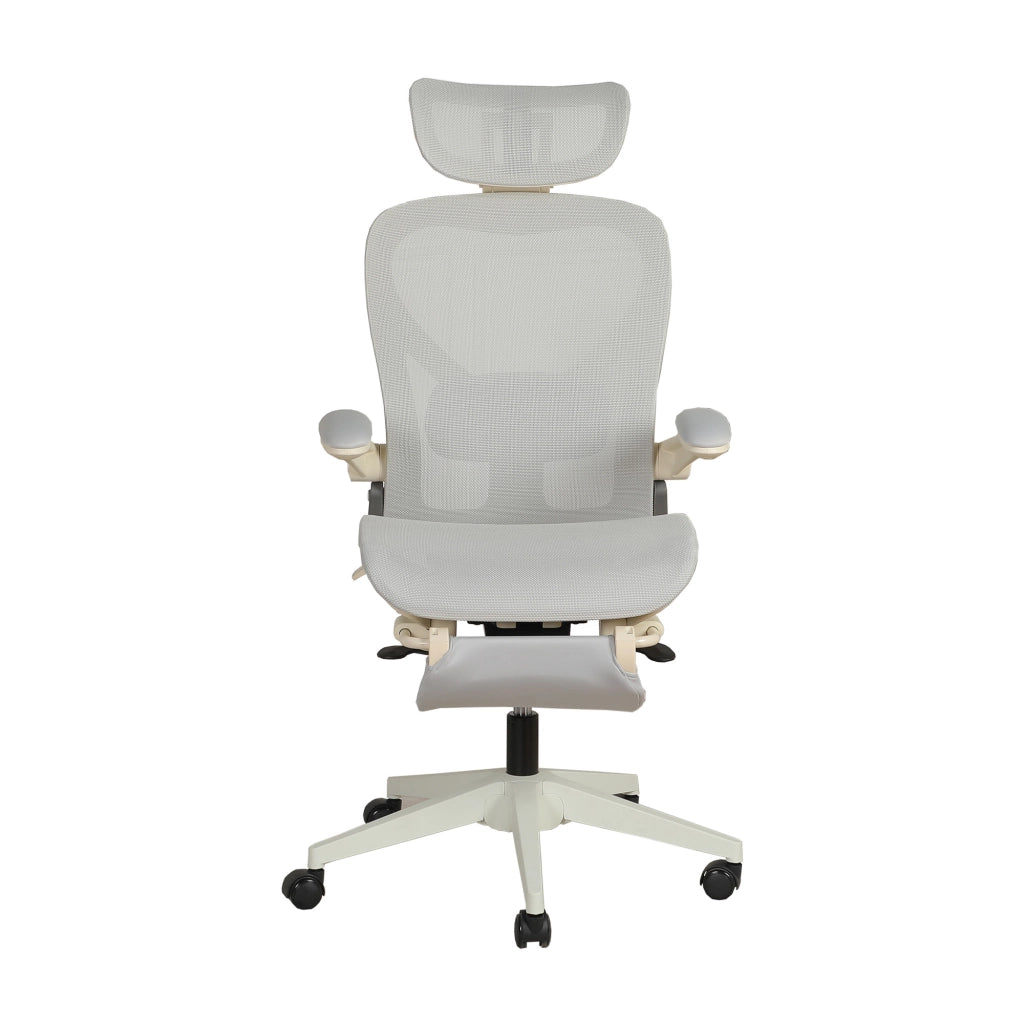 Sedia da ufficio ergonomica pieghevole in mesh con poggiatesta 3D e supporto lombare grigio 65 × 58,5 × 52,5 cm