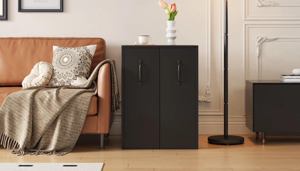 Libreria su ruote 52x50x75 cm nera， contenitore modulare per ufficio