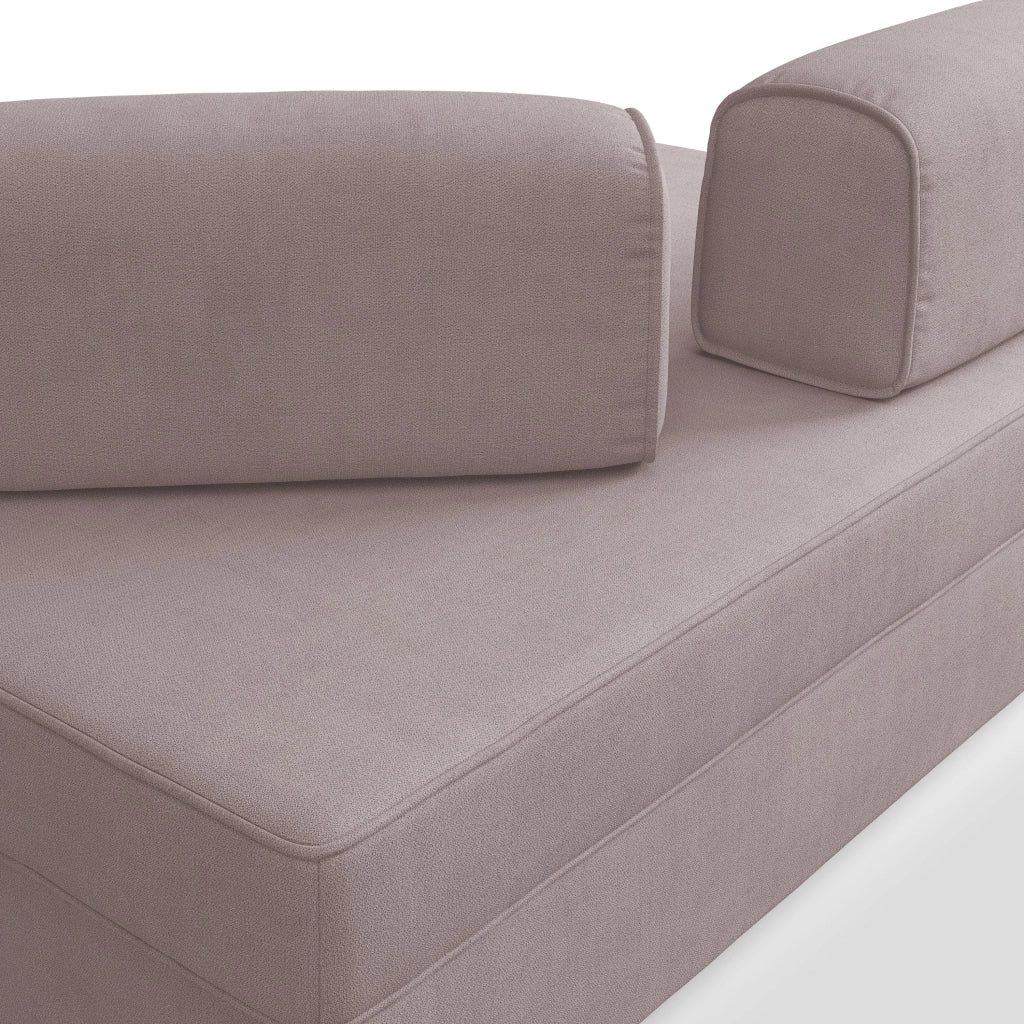 Liberty Divano senza pouf estraibile e schienali movibili in tessuto morbido impermeabile T02 180 cm rosa