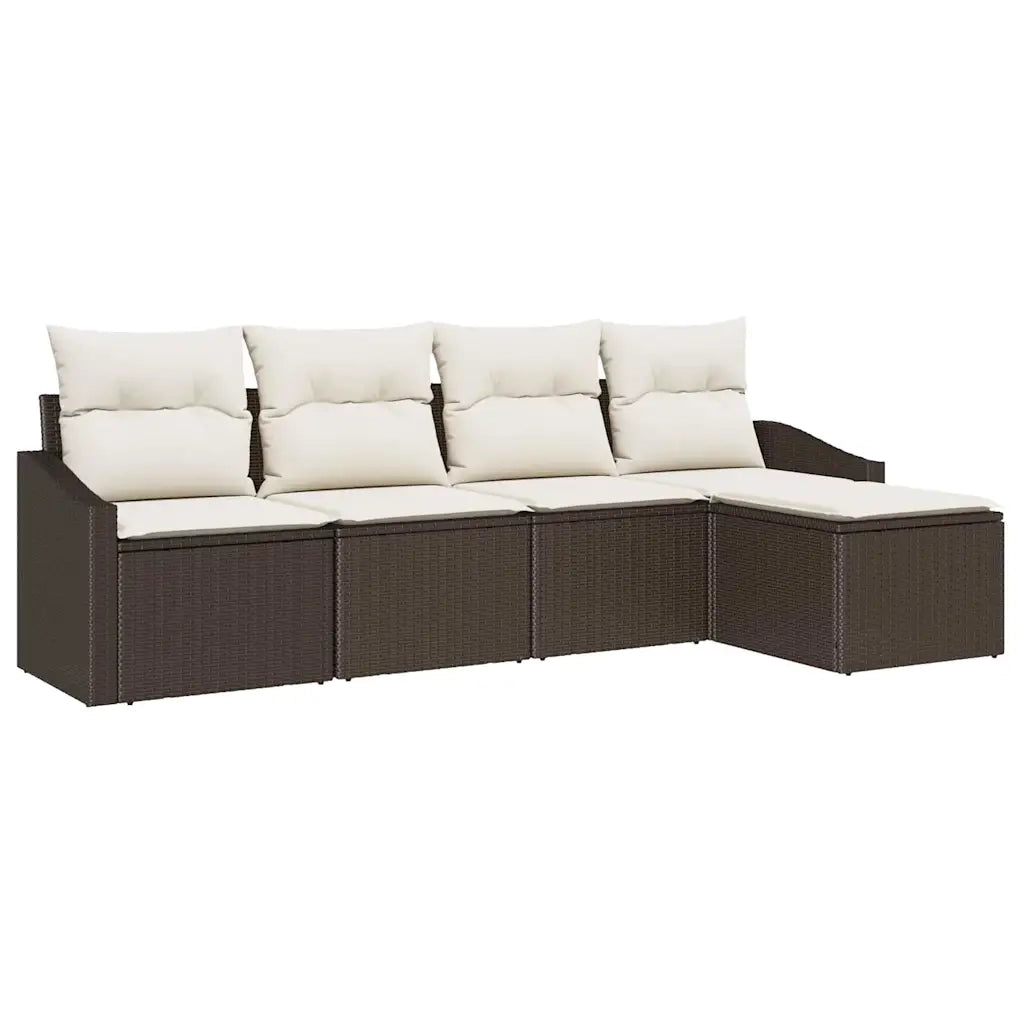 Set di divani con cuscino 5 pcs Marrone polyrattan
