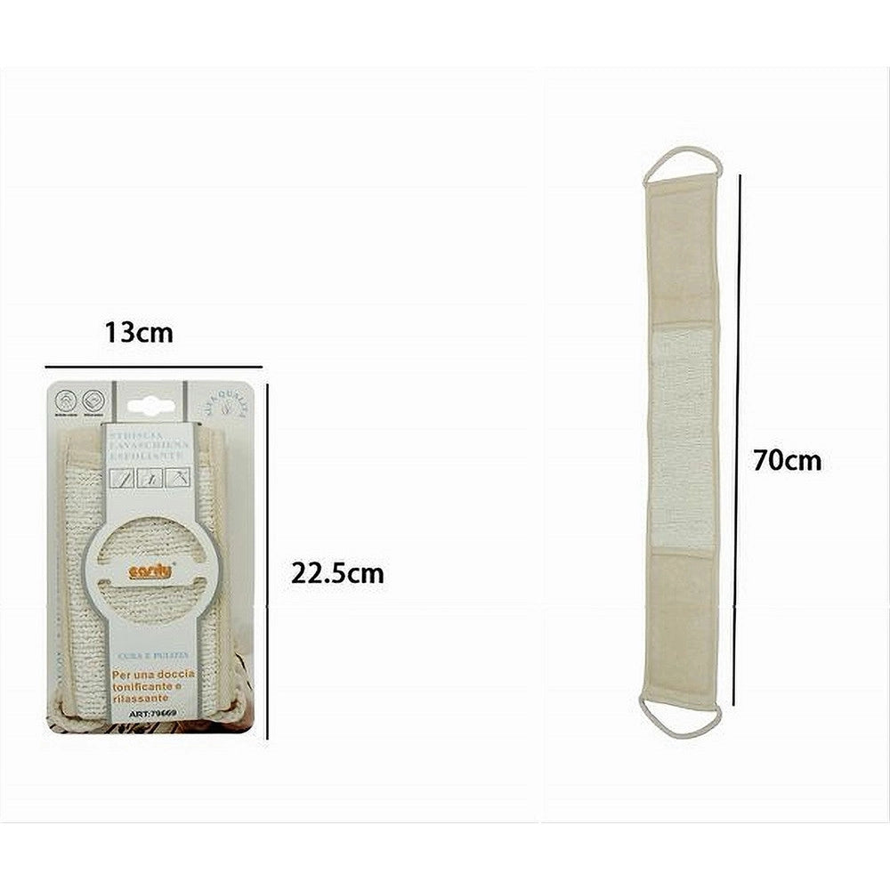 Trade Shop - Fascia Spugna Lavaschiena Esfoliante Bagno Doccia Striscia Lava Schiena Beige 79669 -
