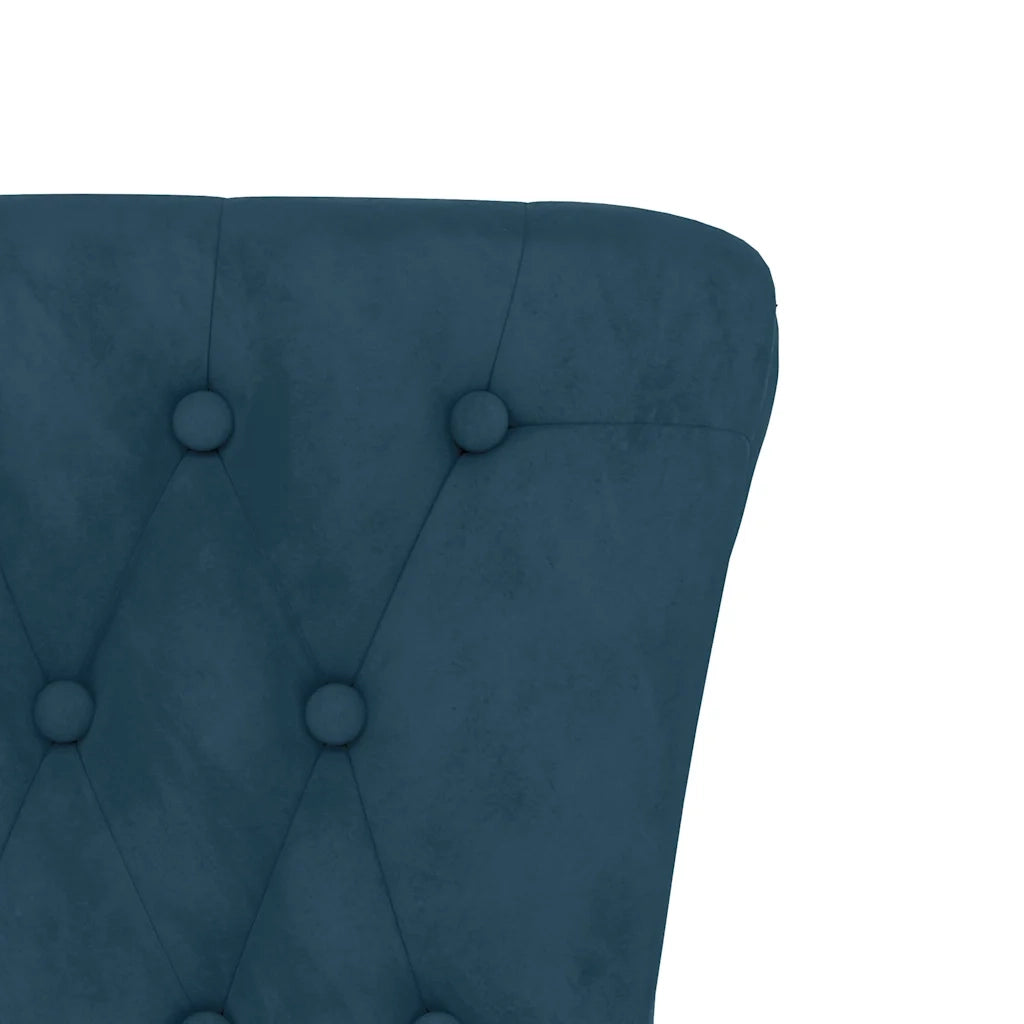 Poltrona | Sedia con Schienale Alto Design con Bottoni in Velluto Blu