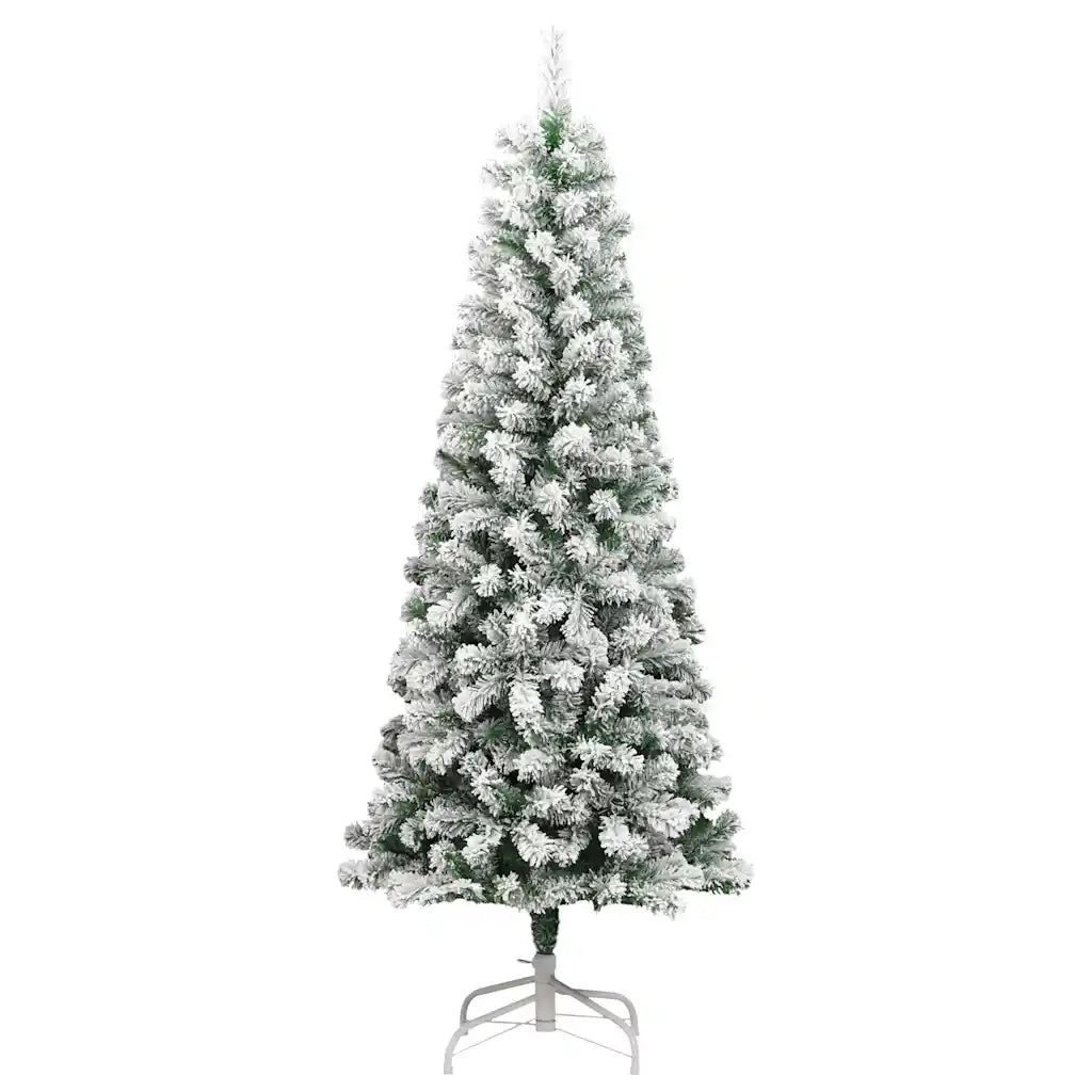 Albero Natale Artificiale Incernierato con Neve Fioccata-Albero Natalizio 180 cm 584327