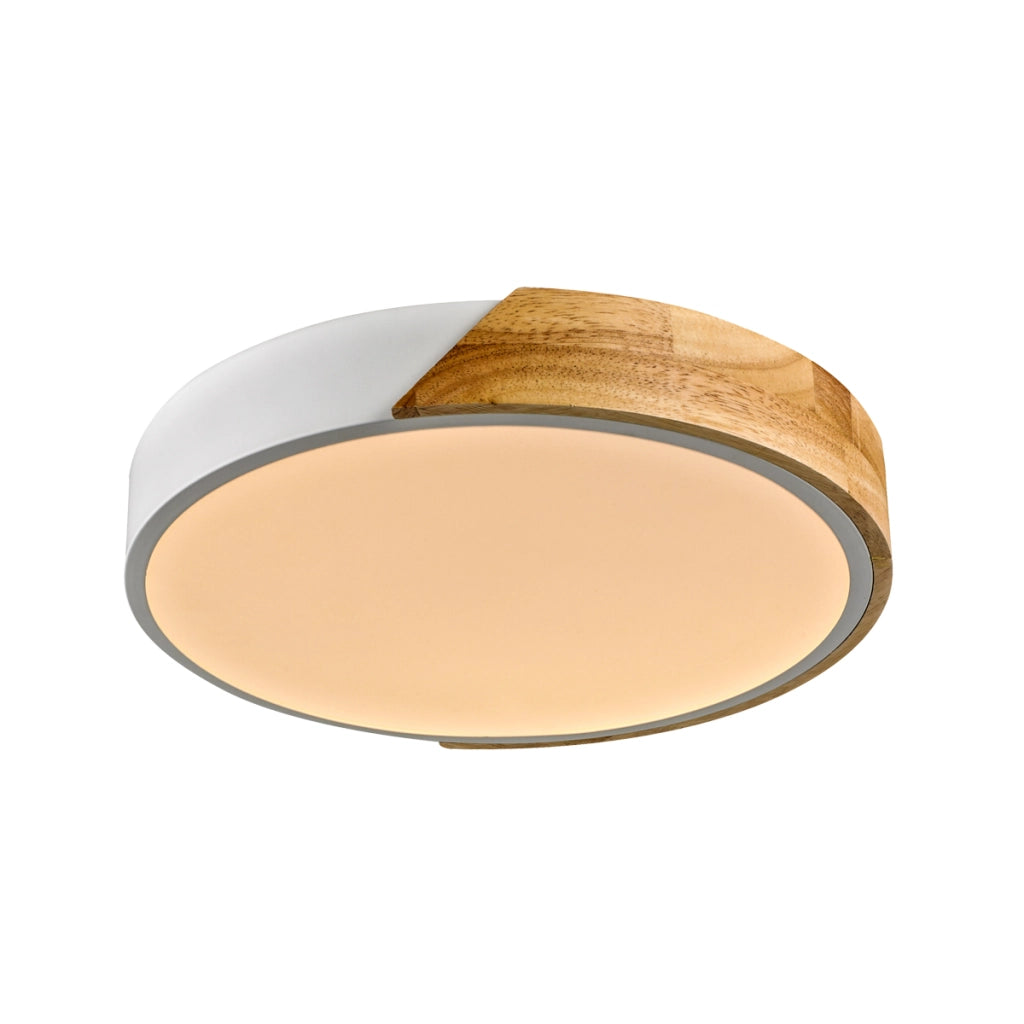 Plafoniera Italux Nastro legno bianco Ø32 LED 24W