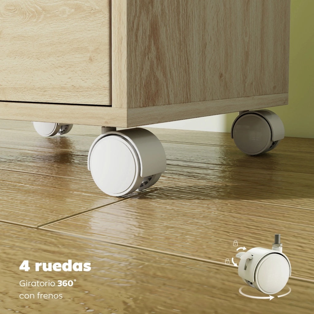 Scrivania con Cassetti ¨C zephmum ¨C Rovere 6 Cassetti con Ruote