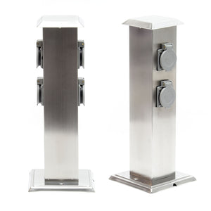 Colonna multipresa da giardino, con 4 prese in acciaio, IP44, Palo presa multipla esterno