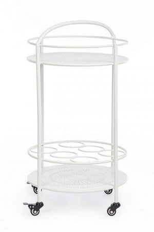 Carrello con Porta Bottiglie Burton Bianco in Metallo