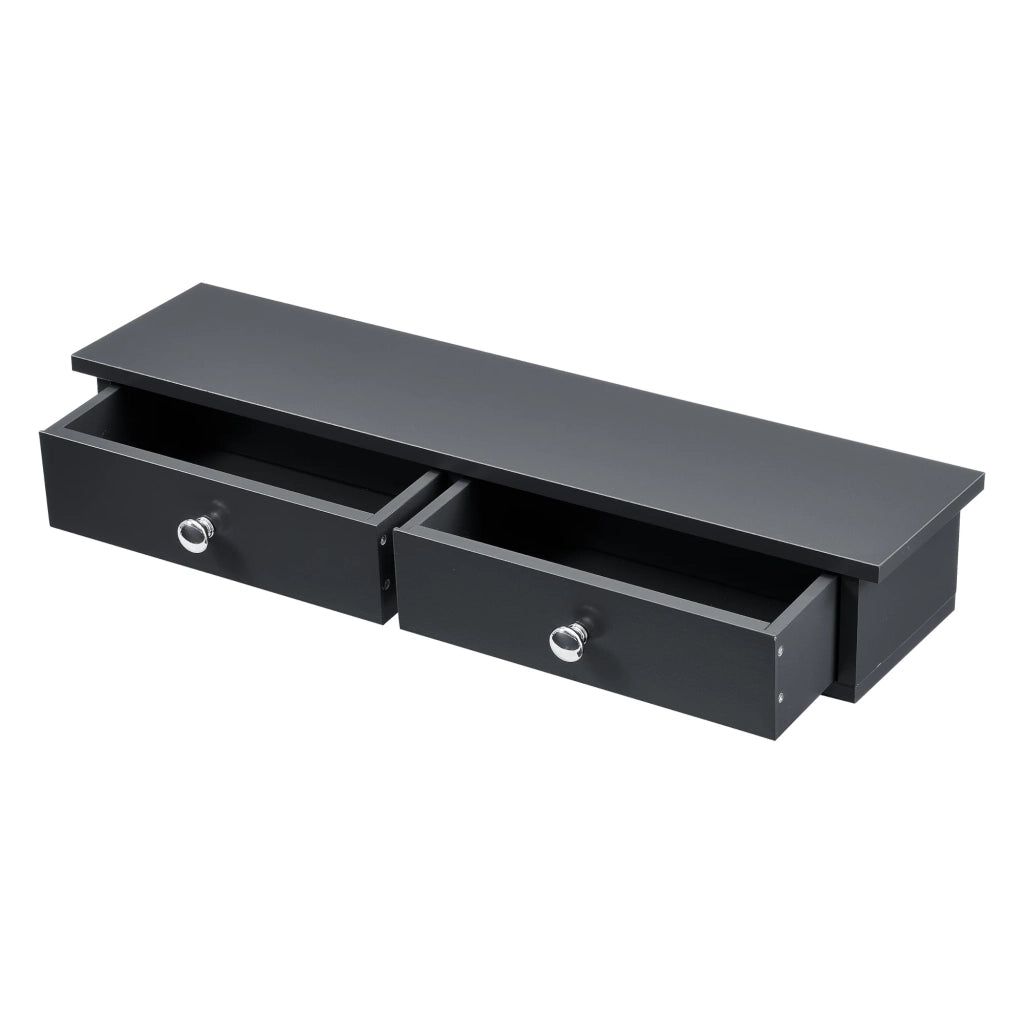 Elegante mensola da parete con 2 cassetti contenitore in MDF 60 cm grigio scuro 03_0005193