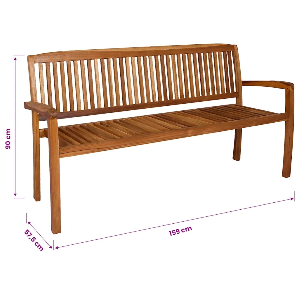 Panchina Giardino | Panca da Giardino Impilabile 3 Posti 159 cm Legno Massello Teak
