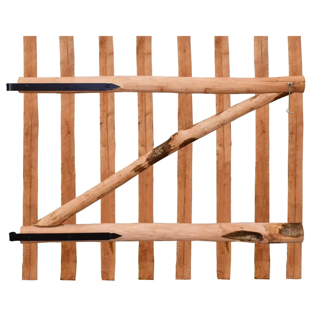 Cancello Singolo Recinzione Legno Nocciolo Impregnato 100x90 cm 142595