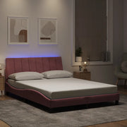 Giroletto con LED senza Materasso-Struttura Letto Hanko Rosa 140x190 cm in Velluto