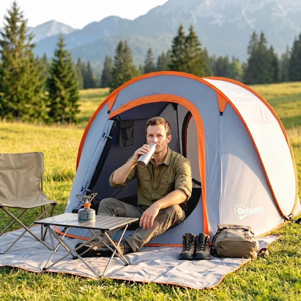 Tenda da Campeggio Pop Up Impermeabile con Accessori e Borsa ¨C zephmum ¨C Grigio 245x148x105 cm