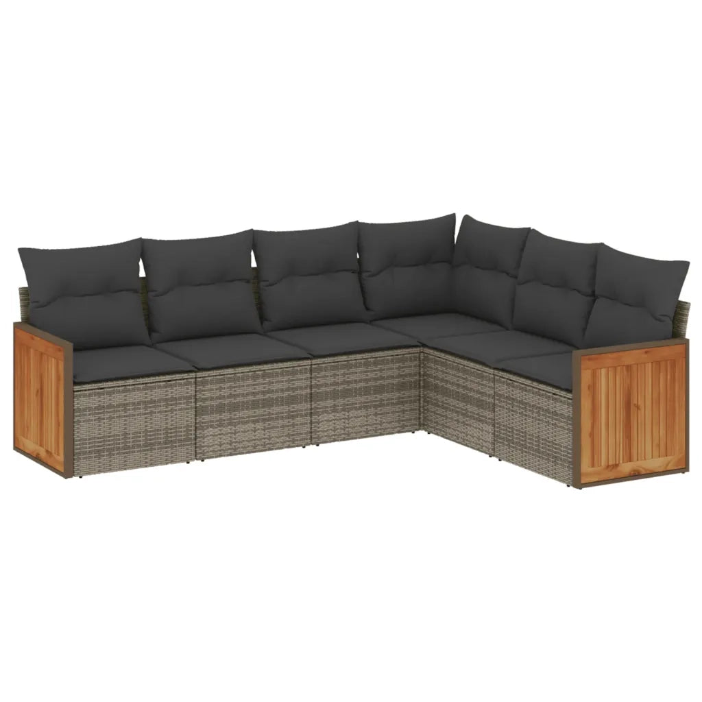 Set Divano da Giardino 6 pz con Cuscini Grigio in Polyrattan 3227684