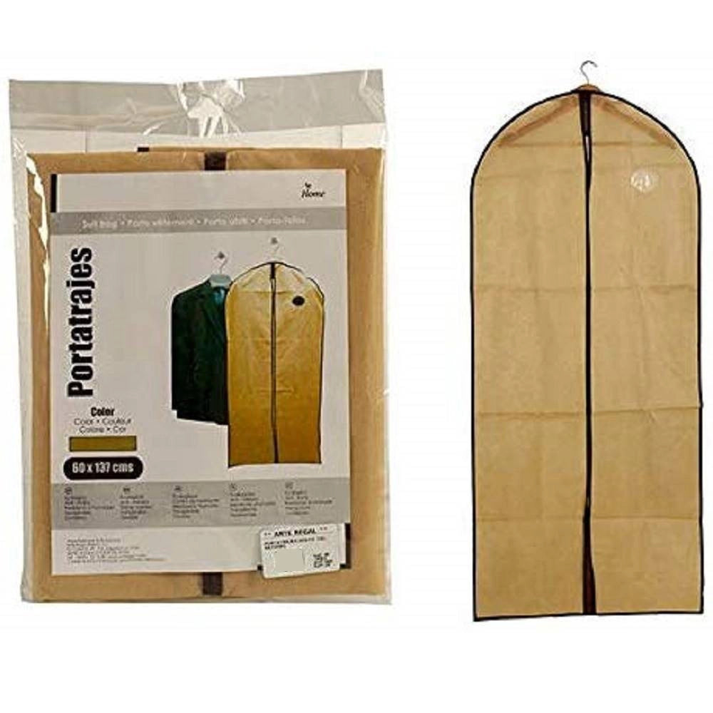 Trade Shop - Porta Abiti Vestito 137x60cm Beige Custodia Tessuto Guardaroba Antipolvere Armadio -