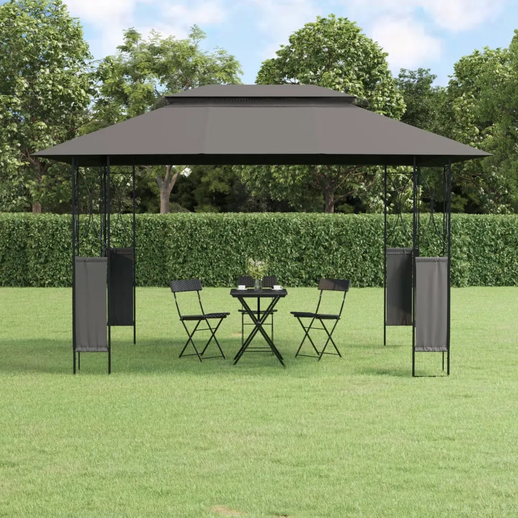 Gazebo | Pergolato con Tetto Antracite 400x300x270 cm Acciaio