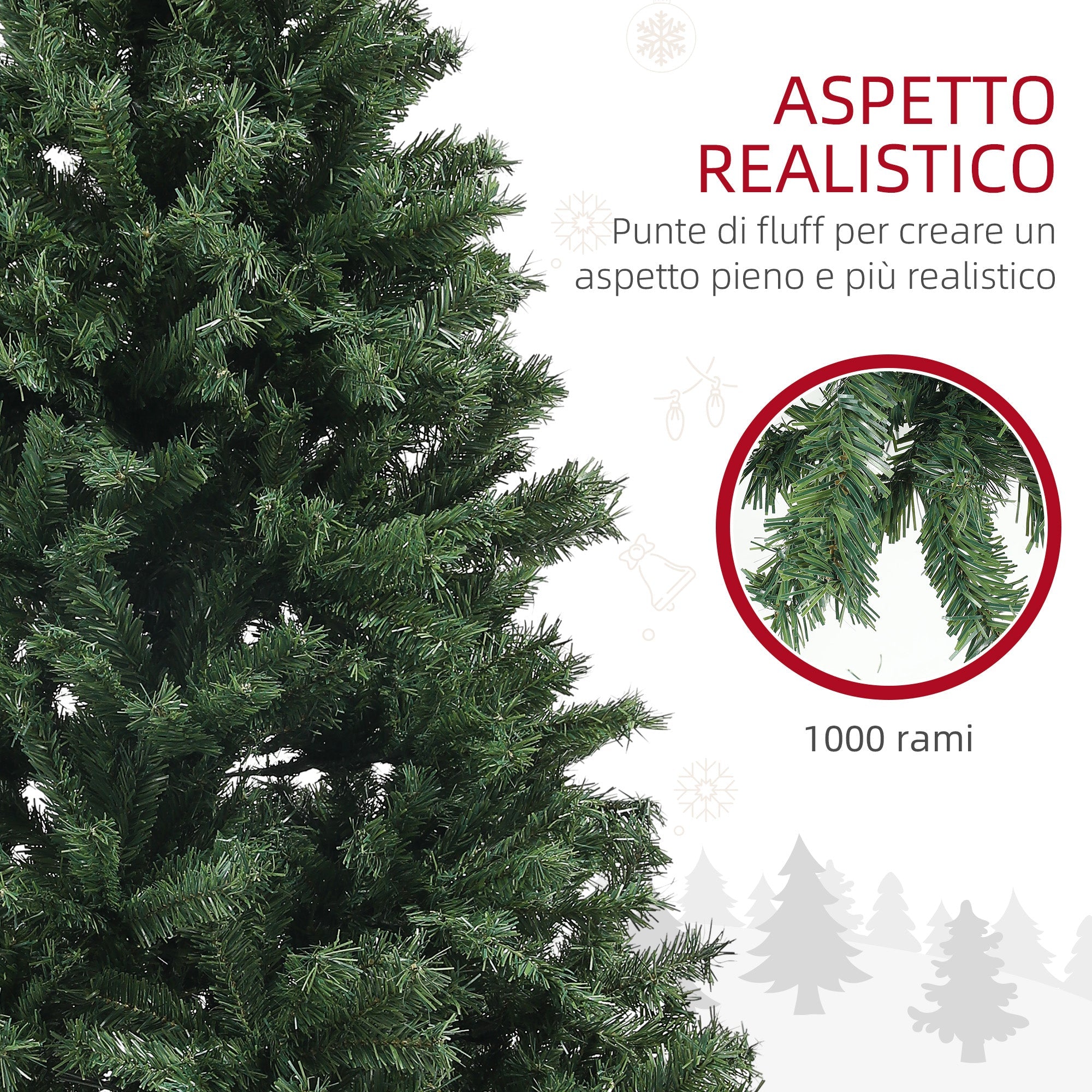 Albero di Natale Artificiale 110 x180 cm 1000 Rami verde