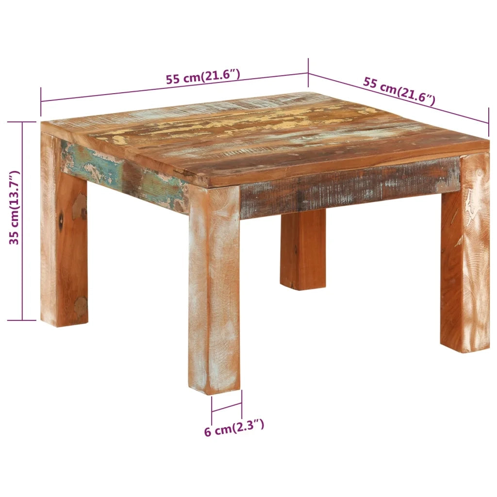 Tavolino da Salotto 55x55x35 cm in Legno Massello di Recupero cod mxl 16390