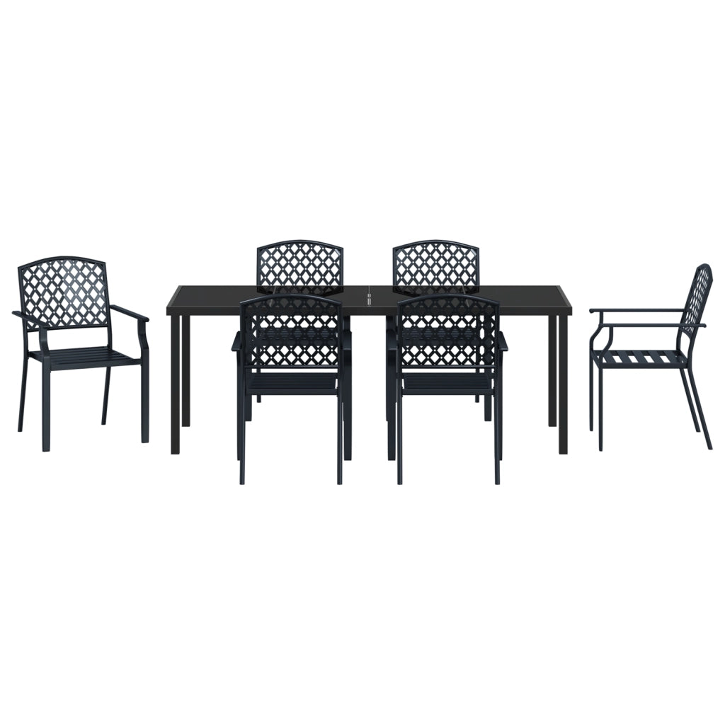 Set da Pranzo da Giardino 3 Pezzi Acciaio Antracite