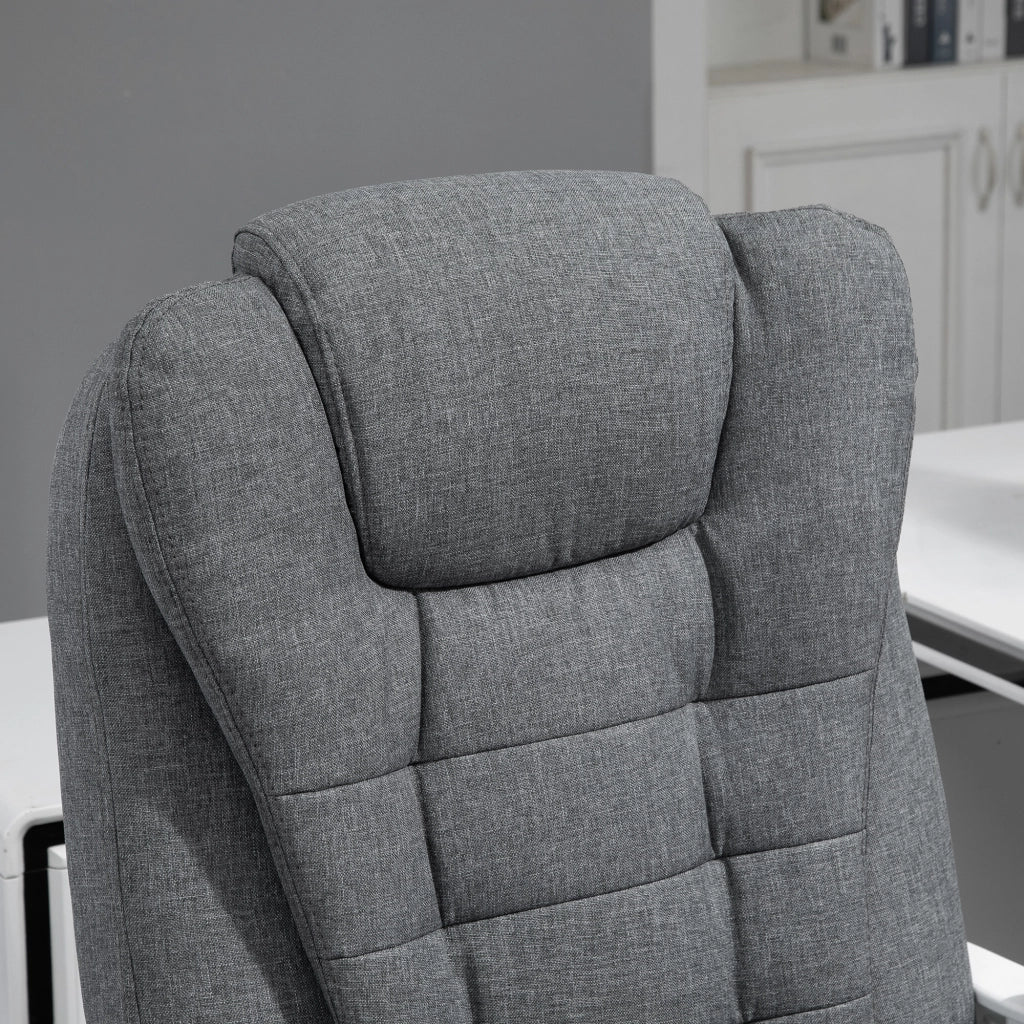 Sedia da ufficio ergonomica con poggiapiedi ribaltabile, schienale reclinabile e altezza regolabile in ferro grigio