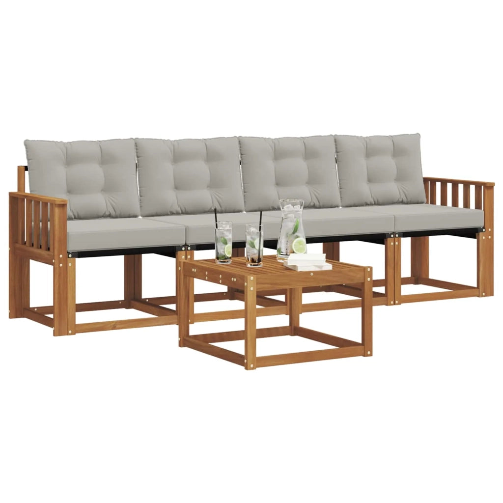 Set di divani da esterno 5 pcs Grigio Naturale e Chiaro 3368374