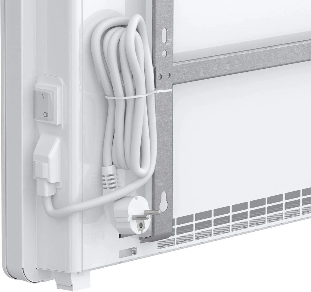 casa Technik 236534 parete Termoconvettore WKL 1505 per circa 15 m², Riscaldamento 1500 W, 5 – 30 gradi C, da appendere a parete, Display LCD, Timer settimanale, Metallo, colore: bianco