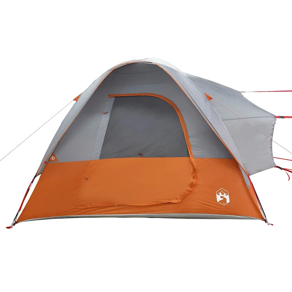 Tenda da Campeggio | Tenda Familiare 4 Persone Grigio e Arancione Impermeabile