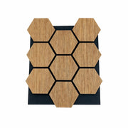 Pannello Decorativo In Legno Mdf Motivo Esagonale E Feltro Pet Set 12 Pz 62x76 Rivestimento Murale Fonoassorbente Rovere