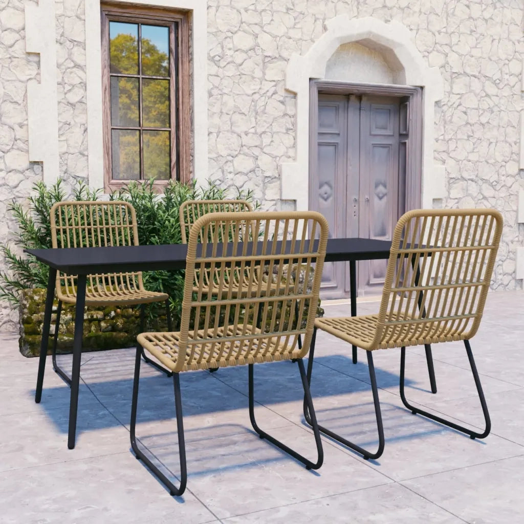 Set da Pranzo da Giardino 5 pz in Polyrattan e Vetro 3060233
