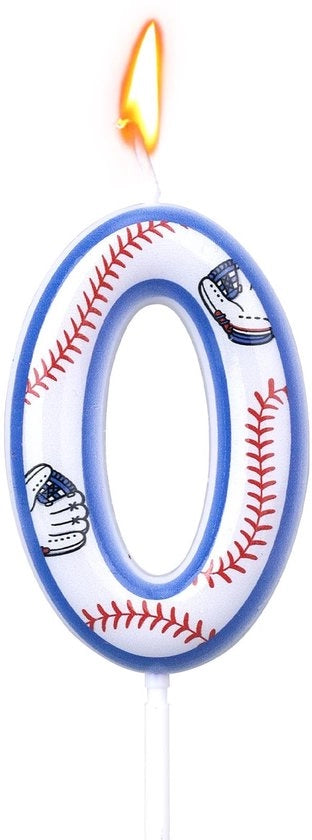 Festa di Baseball - Candelabro per Compleanni, Decorazione per Festa Sportiva e Accessori per Bambini con Tema Baseball (Numero 0)