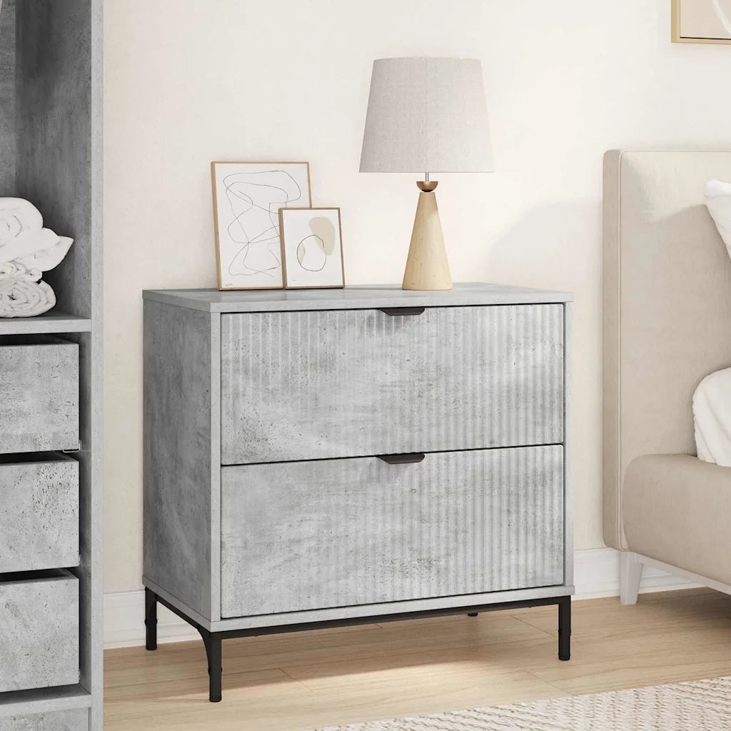 Comodino Grigio cemento 63.5 x 36 x 61 cm Legno multistrato