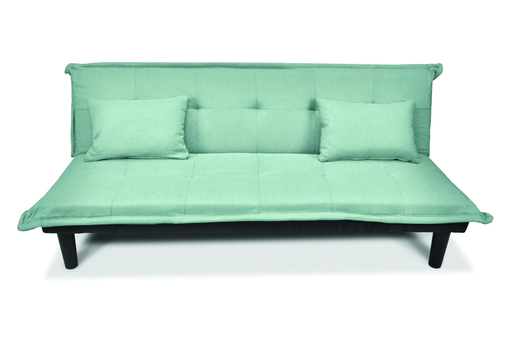 Divano letto clic clac, divanetto Russell in tessuto vellutato verde tiffany DL-RU20FB