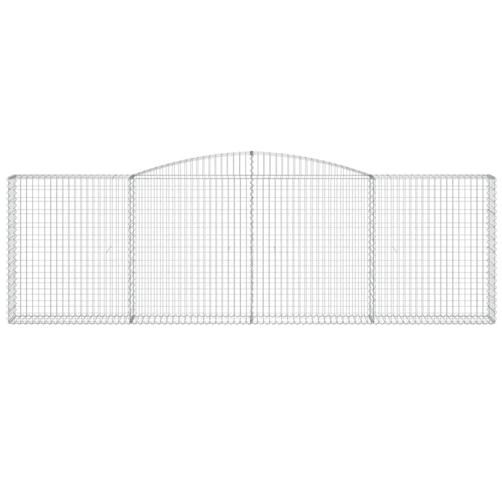 Cesto gabbione recinzione a gabbia muro di contenimento ad arco 400 x 30 x 120/140 cm ferro zincato argento 02_0040070