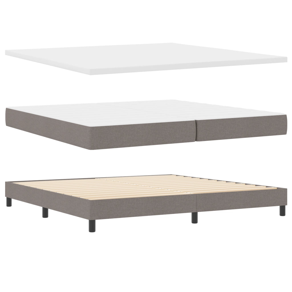 Letto Box Spring con Materasso Tortora 200x200 cm Tessuto