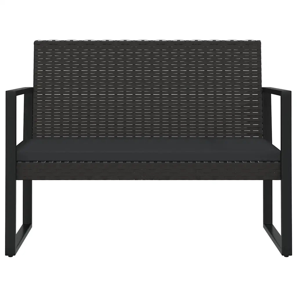 Set Divani da Giardino 4 pz | Set Salotto da Giardino con Cuscini Nero in Polyrattan